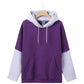 Cotton Colorblock Sleeve Cap Stitching Fake Two-Piece Hooded Sweater, Customizable Logo/Text/Image.