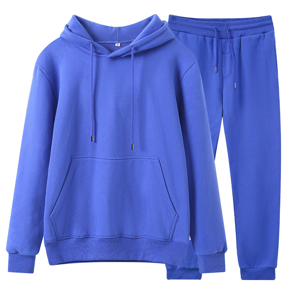 Solid Color Fashion Hooded Fleece Sweater Casual Suit For Men and Women,Customizable Logo/Text/Image.