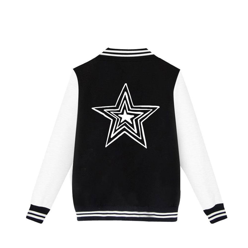 Black Baseball Jacket Sportswear Fashion Clothing, Customizable Logo/Text/Image.