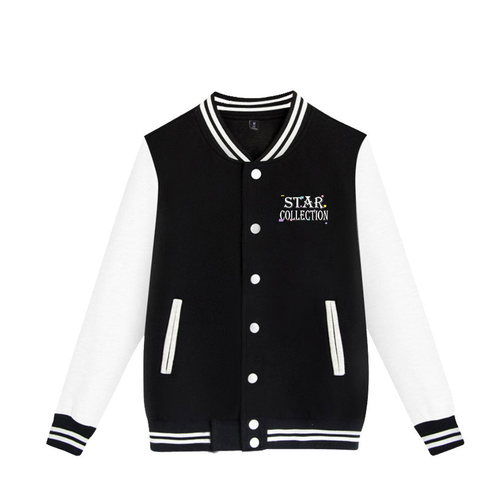 Black Baseball Jacket Sportswear Fashion Clothing, Customizable Logo/Text/Image.