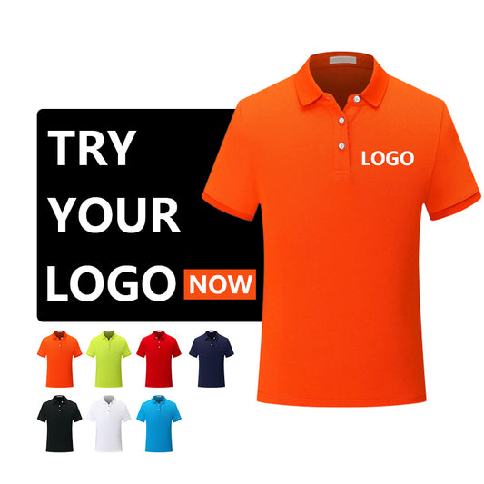 Mens Womens Unisex Custom Logo Embroidered Polyester Polo Golf Shirts, Customizable Logo/Text/Image.