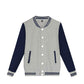 Grey Baseball Jacket Sportswear Fashion Clothing, Customizable Logo/Text/Image.