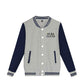 Grey Baseball Jacket Sportswear Fashion Clothing, Customizable Logo/Text/Image.