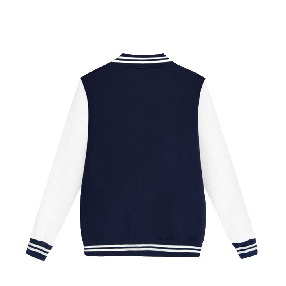 Dark Blue Baseball Jacket Sportswear Fashion Clothing, Customizable Logo/Text/Image.