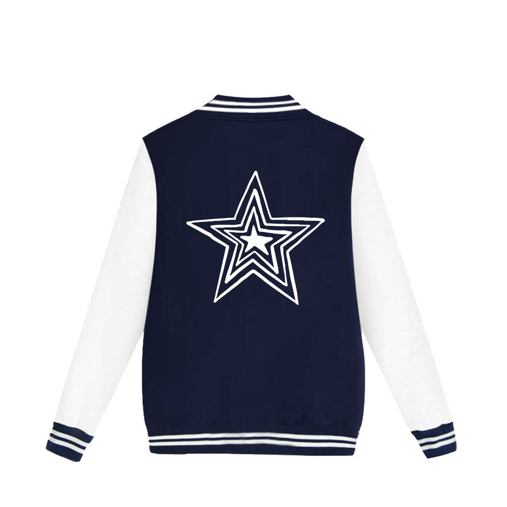 Dark Blue Baseball Jacket Sportswear Fashion Clothing, Customizable Logo/Text/Image.