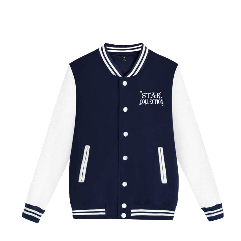 Dark Blue Baseball Jacket Sportswear Fashion Clothing, Customizable Logo/Text/Image.