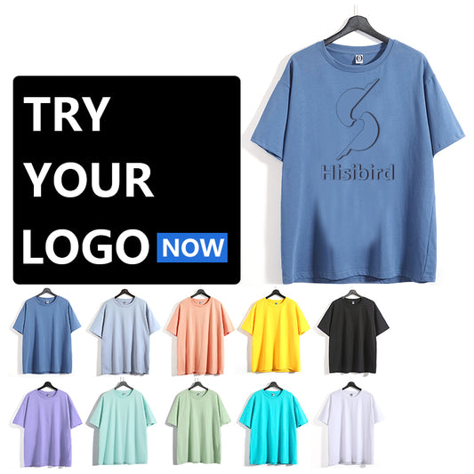 3D Silicone Printing T-Shirt Cotton Simple Short Sleeve T-Shirt, Customizable Logo/Text/Image.