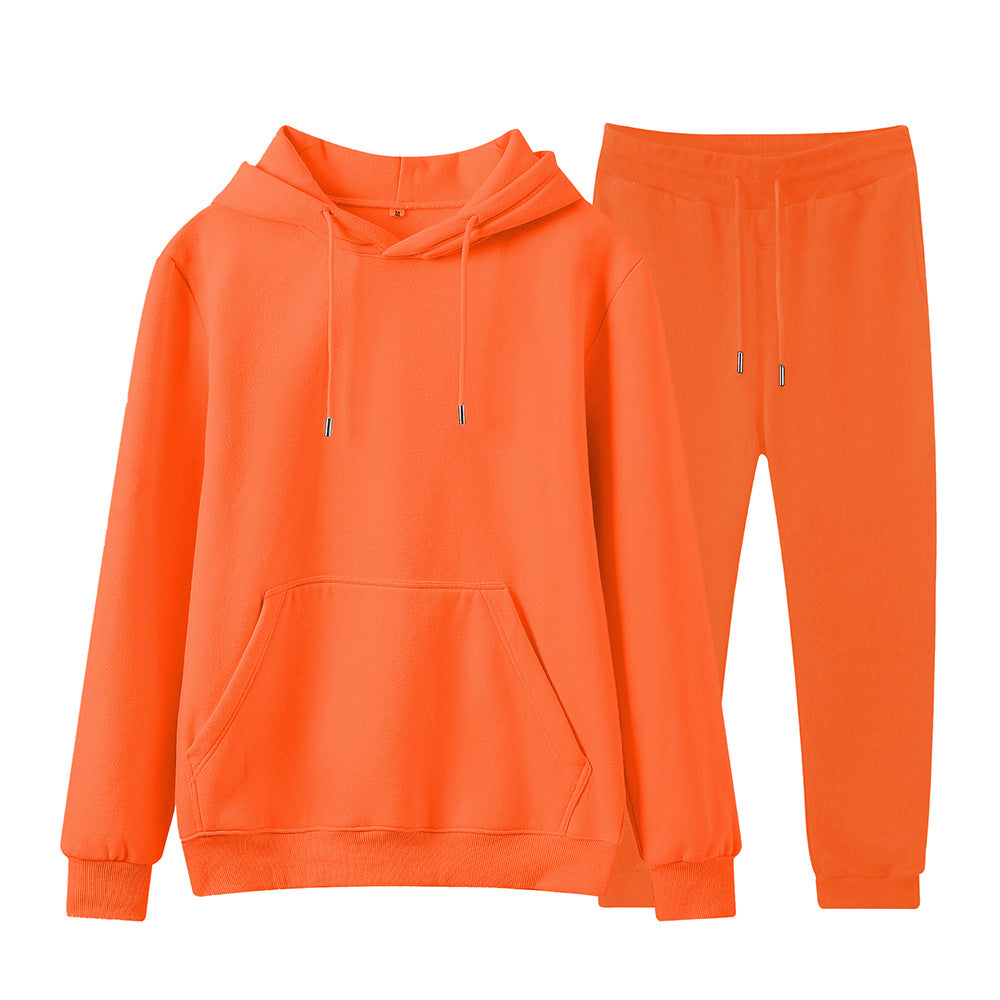 Solid Color Fashion Hooded Fleece Sweater Casual Suit For Men and Women,Customizable Logo/Text/Image.