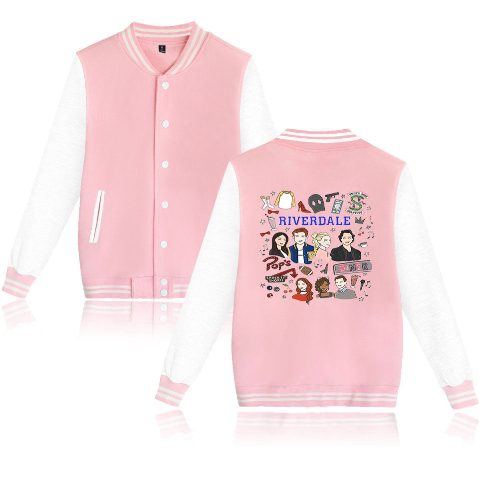 Pink Baseball Jacket Sportswear Fashion Clothing, Customizable Logo/Text/Image.