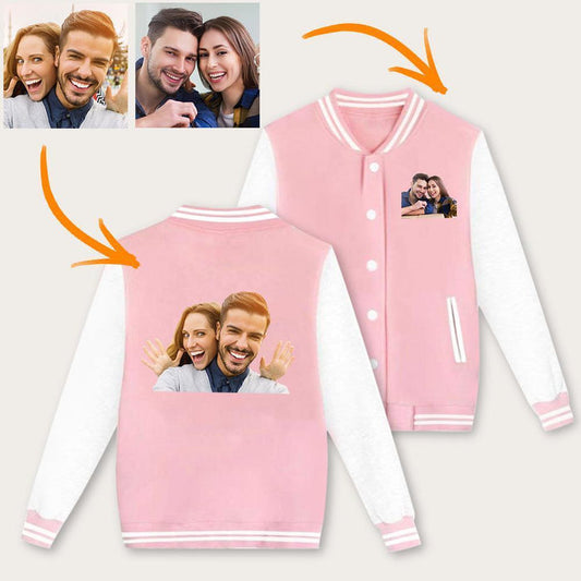 Pink Baseball Jacket Sportswear Fashion Clothing, Customizable Logo/Text/Image.
