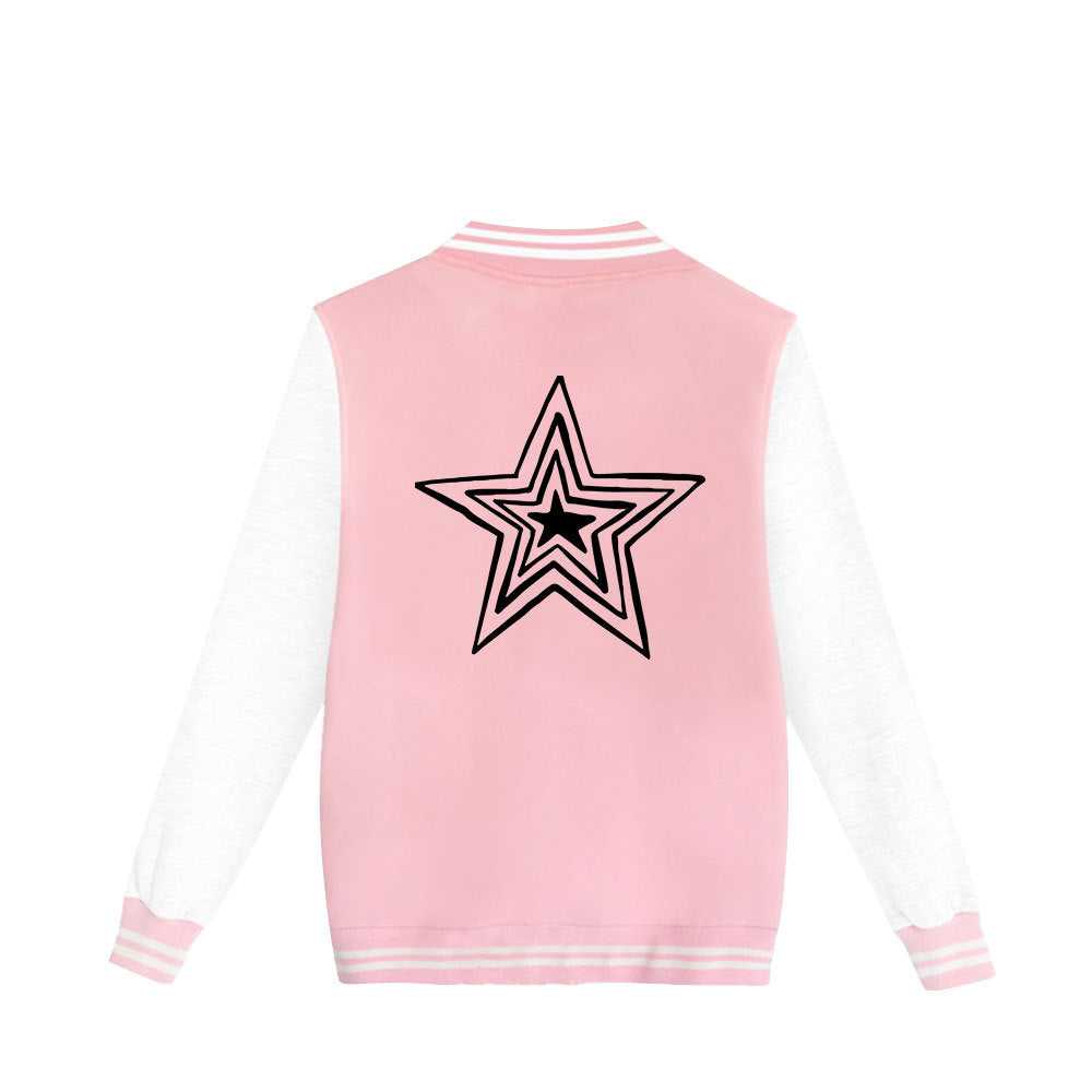 Pink Baseball Jacket Sportswear Fashion Clothing, Customizable Logo/Text/Image.