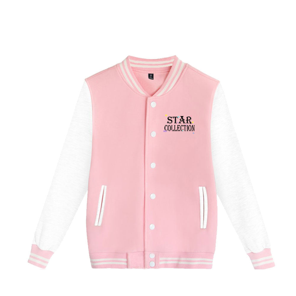 Pink Baseball Jacket Sportswear Fashion Clothing, Customizable Logo/Text/Image.