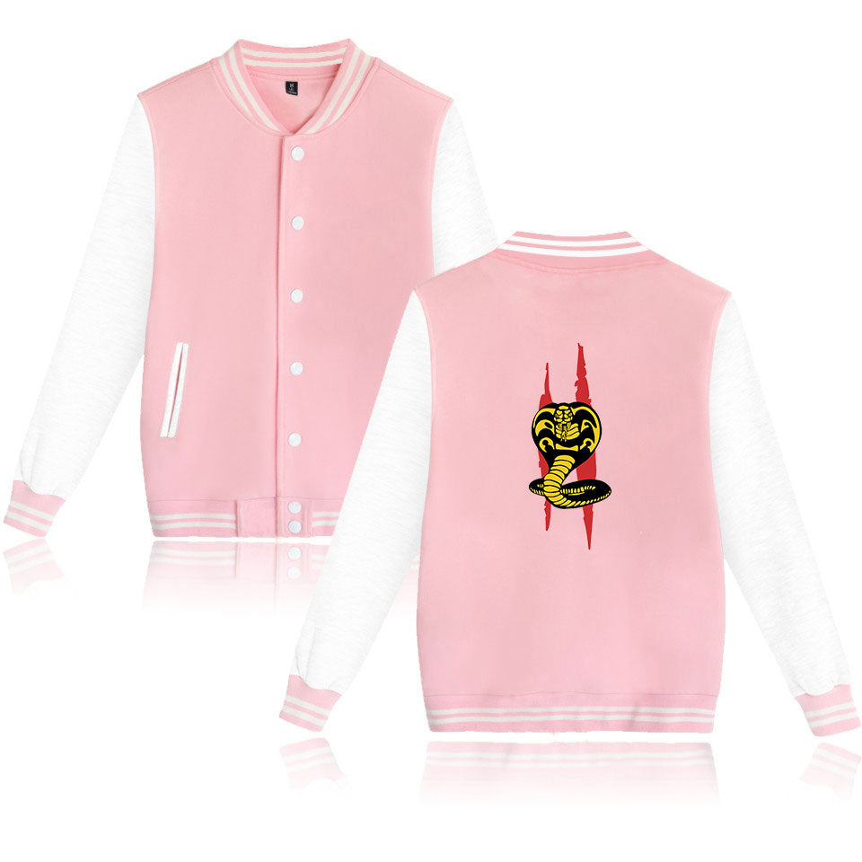 Pink Baseball Jacket Sportswear Fashion Clothing, Customizable Logo/Text/Image.