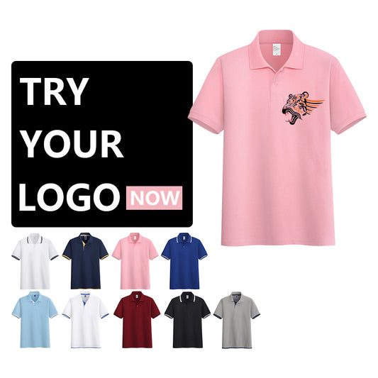 Unisex Simple Style Custom Logo Golf Polo Tee, Customizable Logo/Text/Image.