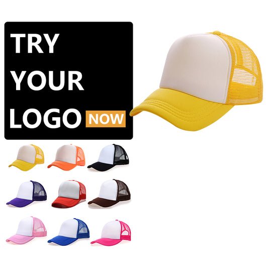 Sponge Mesh Peaked Cap, Customizable Logo/Text/Image.