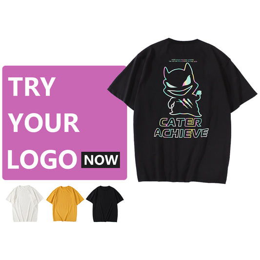 Laser Reflective Craft T-Shirt Short Sleeve Unisex T-Shirt, Customizable Logo/Text/Image.