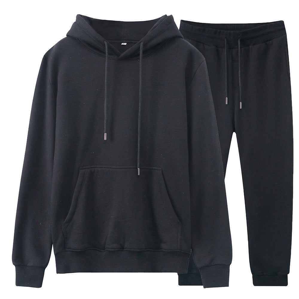 Solid Color Fashion Hooded Fleece Sweater Casual Suit For Men and Women,Customizable Logo/Text/Image.