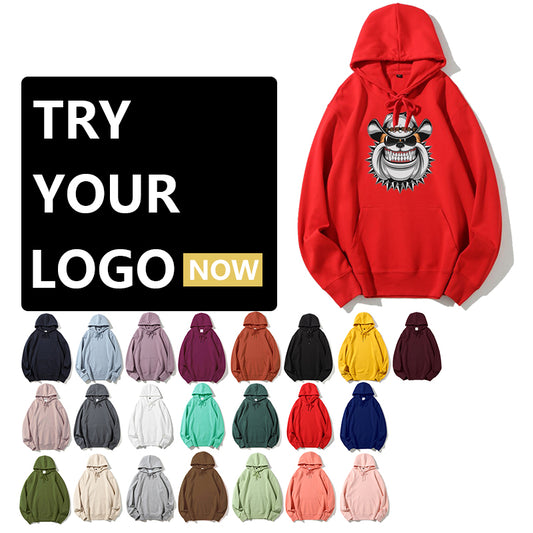 Solid Color Healthy Pullover Hooded Sweater 300g, Customizable Logo/Text/Image.